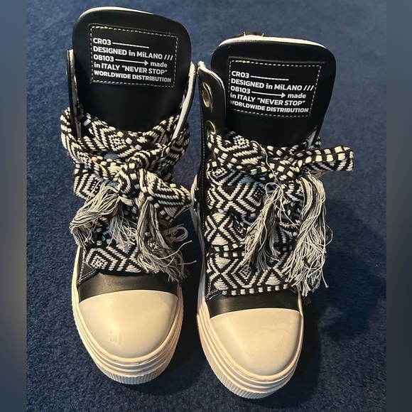 Black and White High-Top Sneakers - Picture 1 of 4